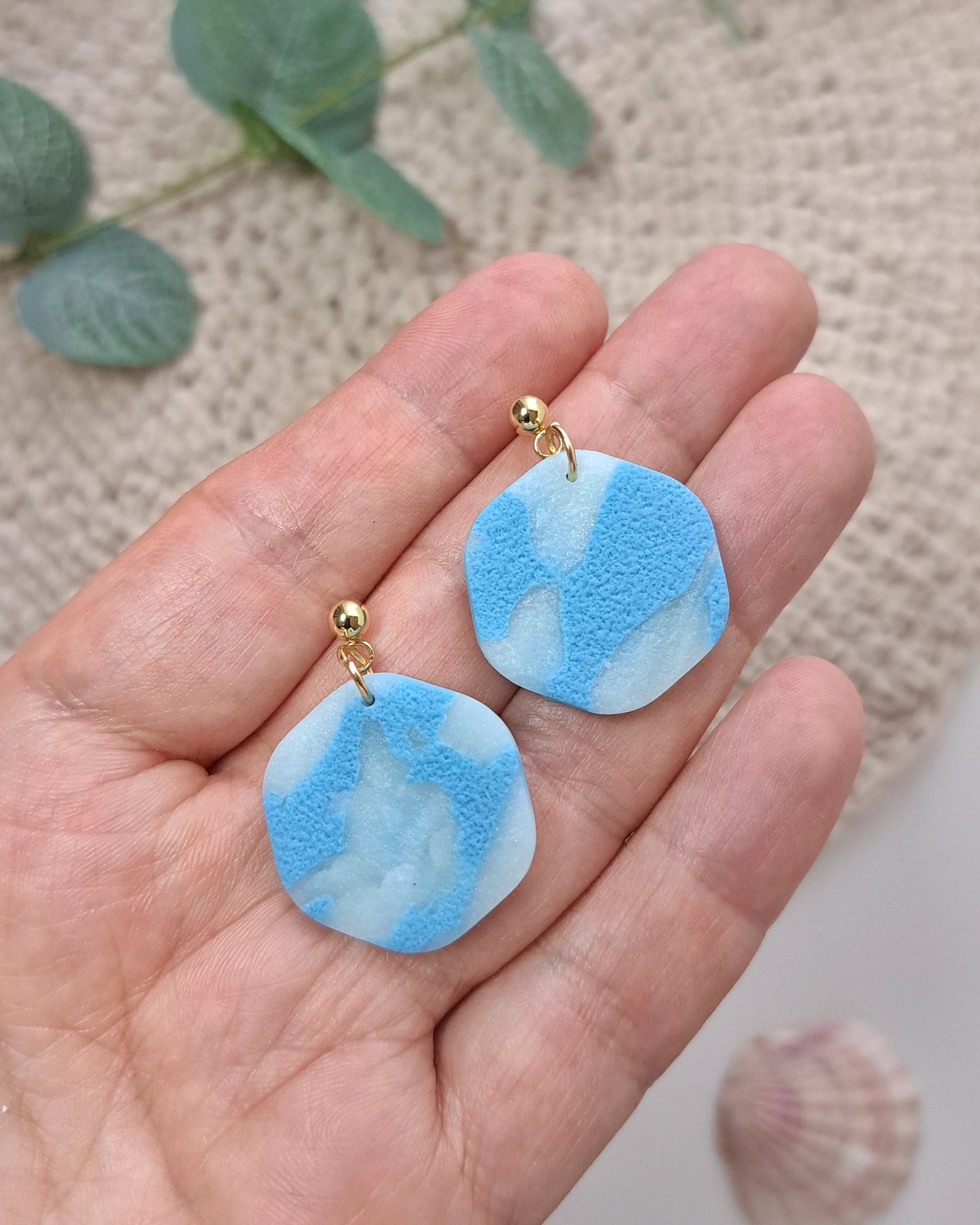 Blue Sky Hexagon Earrings