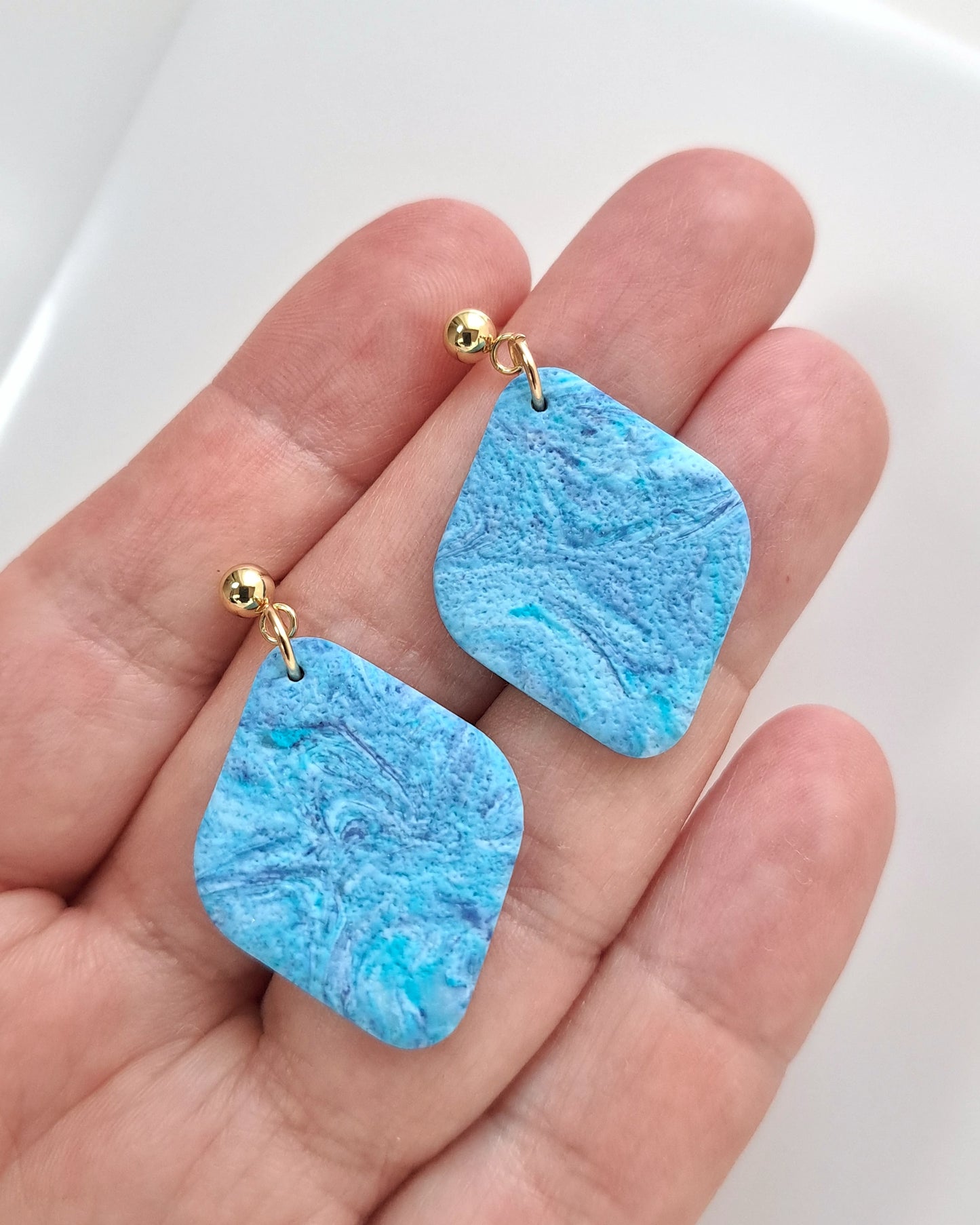 Blue Sky Rhombus Earrings
