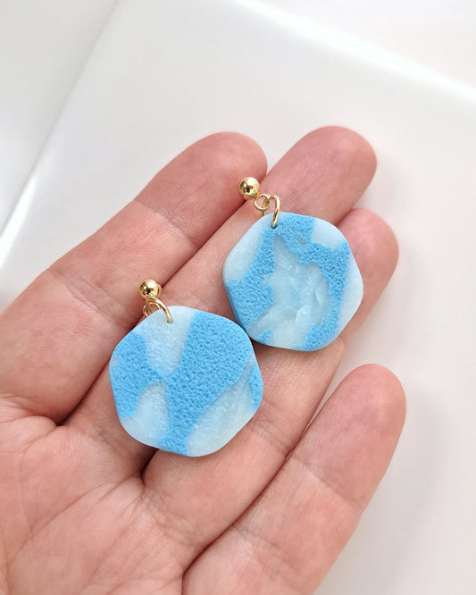 Blue Sky Hexagon Earrings