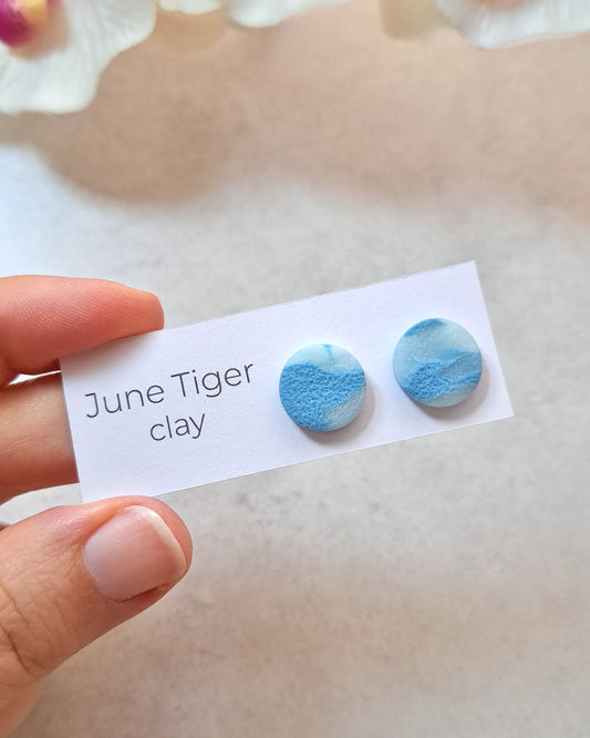 Blue Sky Round Stud Earrings