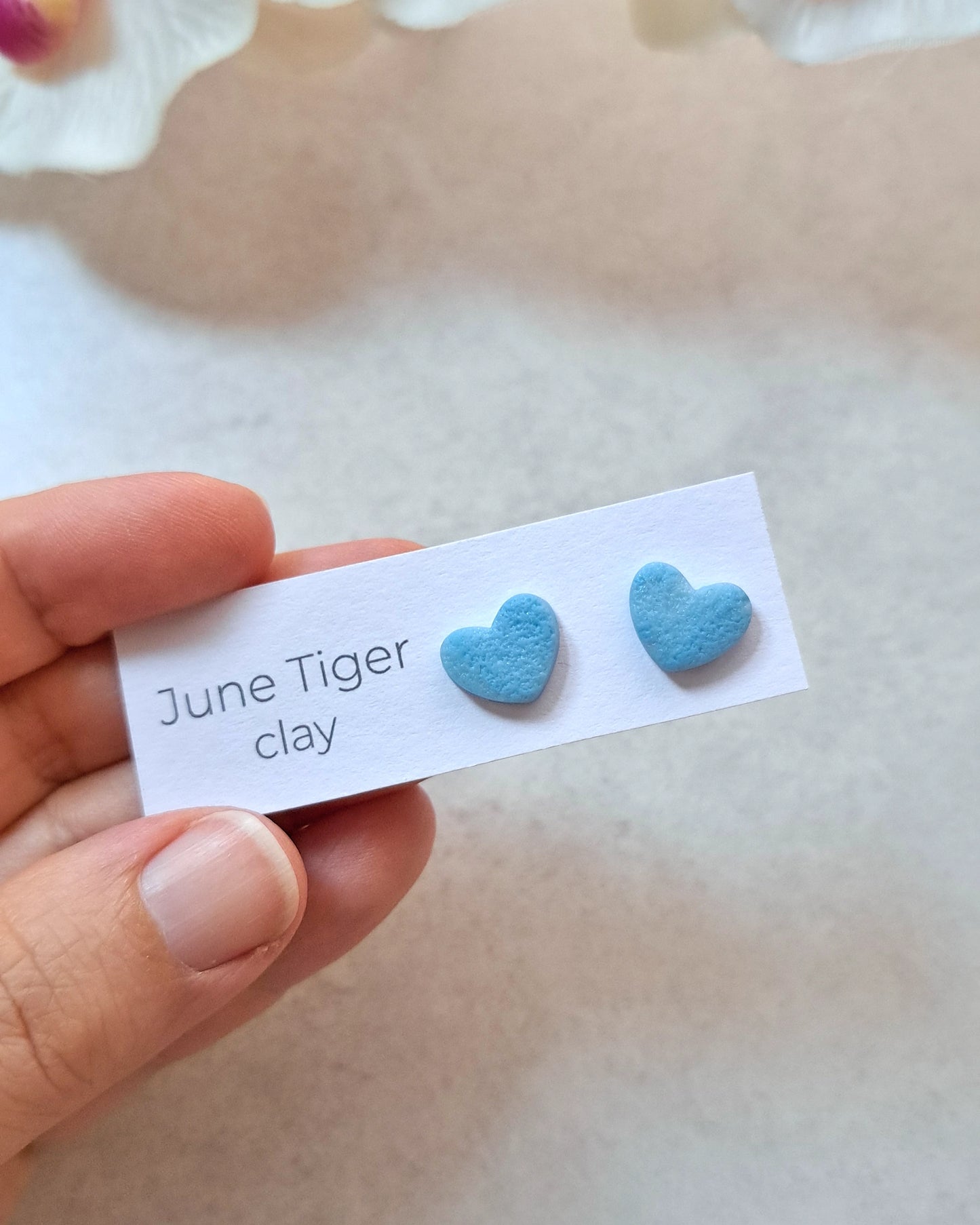 Blue Heart Stud Earrings
