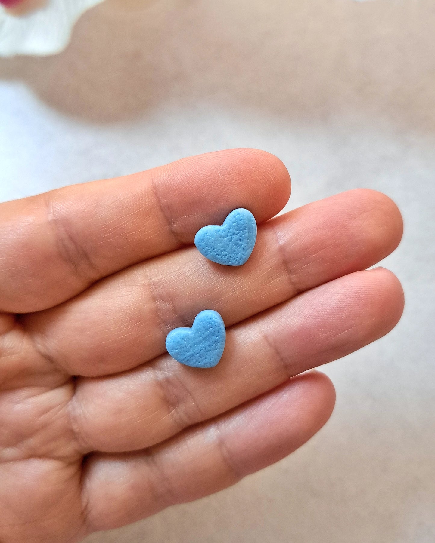 Blue Heart Stud Earrings