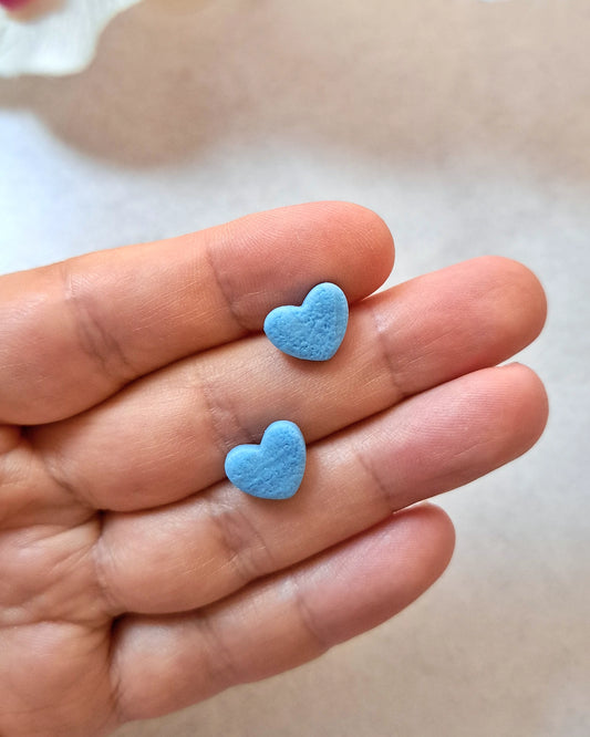 Blue Heart Stud Earrings