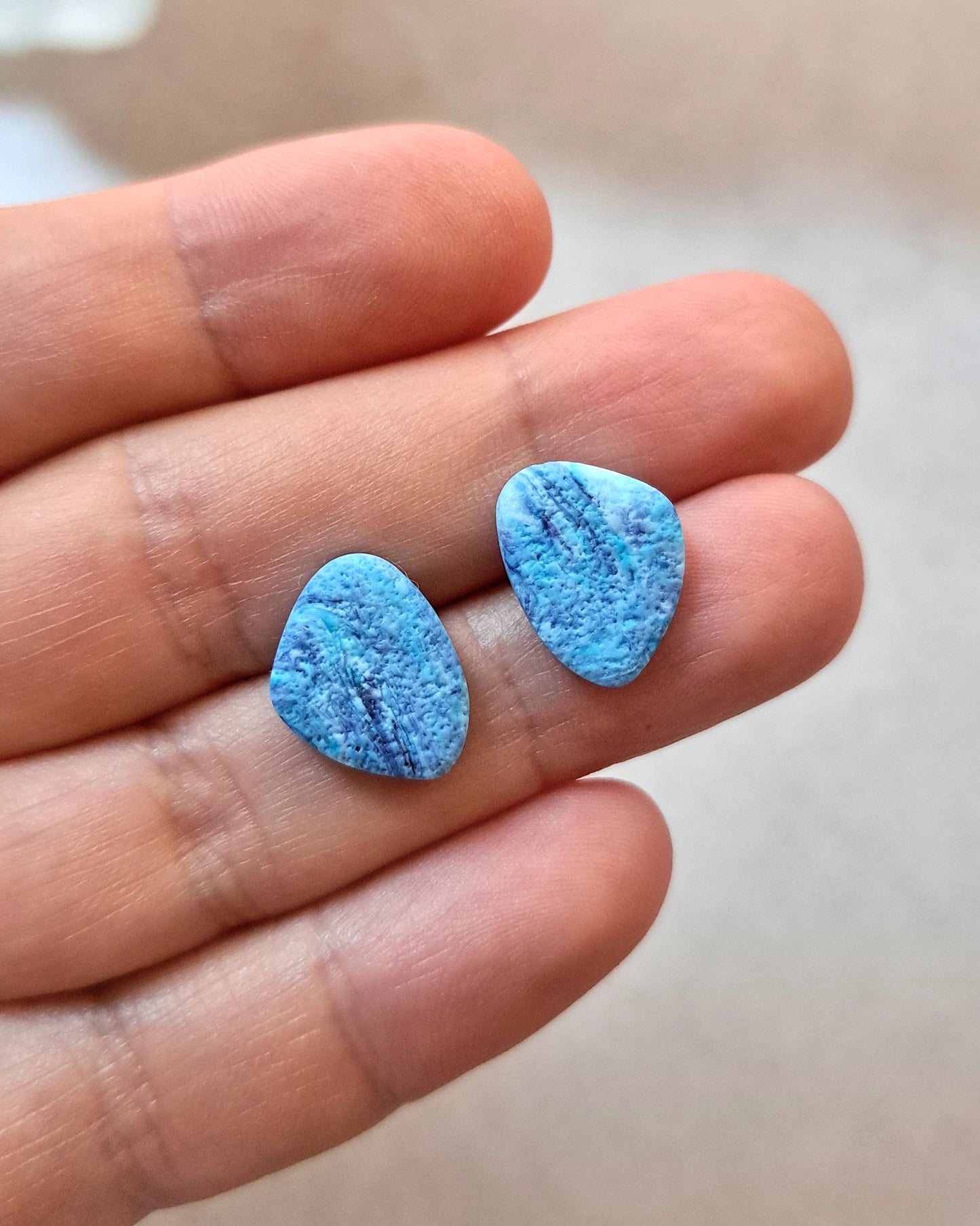 Blue Pebbles Stud Earrings
