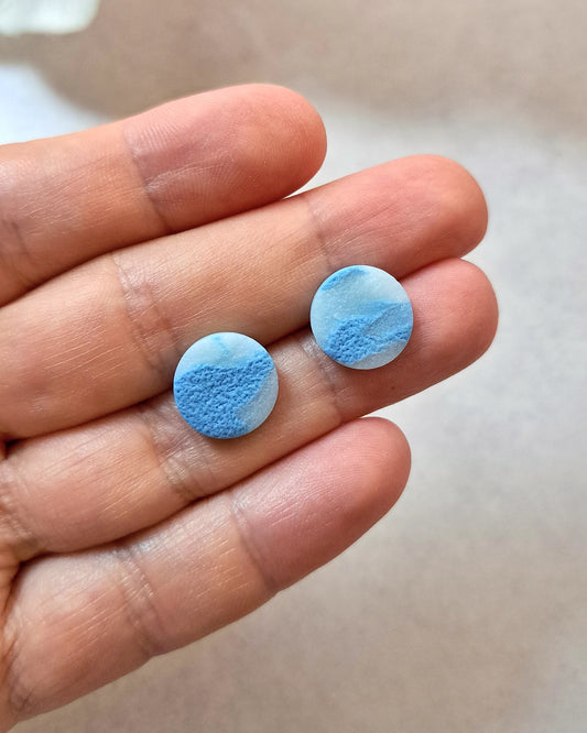 Blue Sky Round Stud Earrings