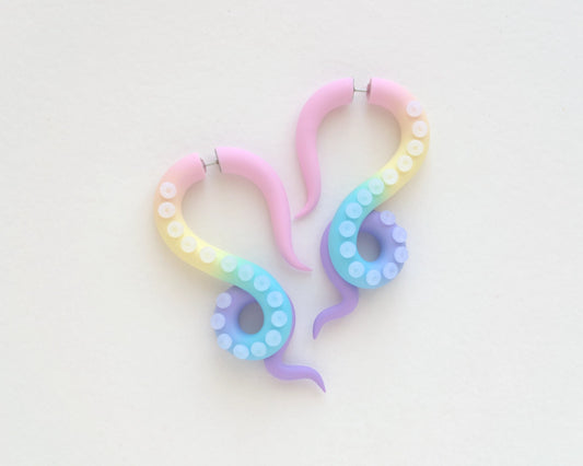 Pastel Rainbow Tentacle Earrings
