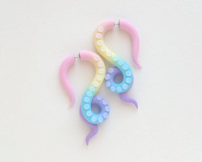 Pastel Rainbow Tentacle Earrings