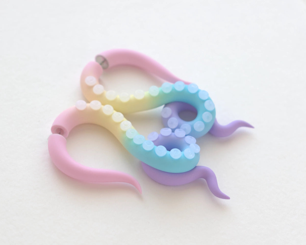 Pastel Rainbow Tentacle Earrings