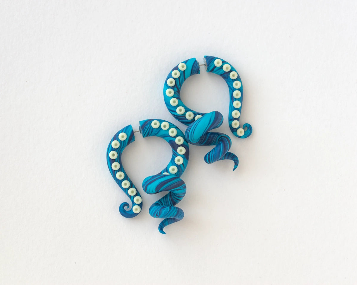 Tentacle Earrings with Glow in the Dark suction cups