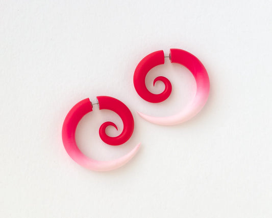 Red White Spiral Earrings