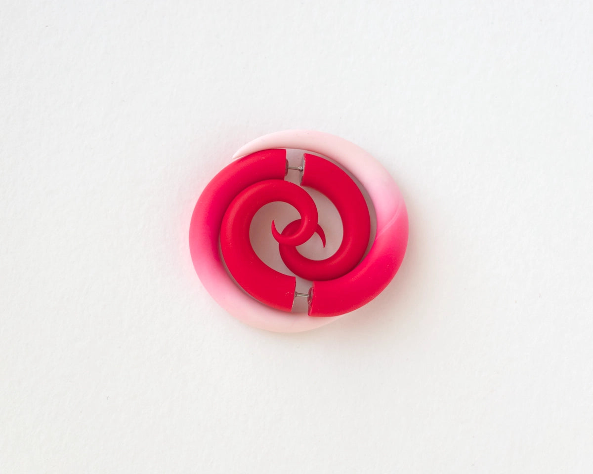 Red White Spiral Earrings