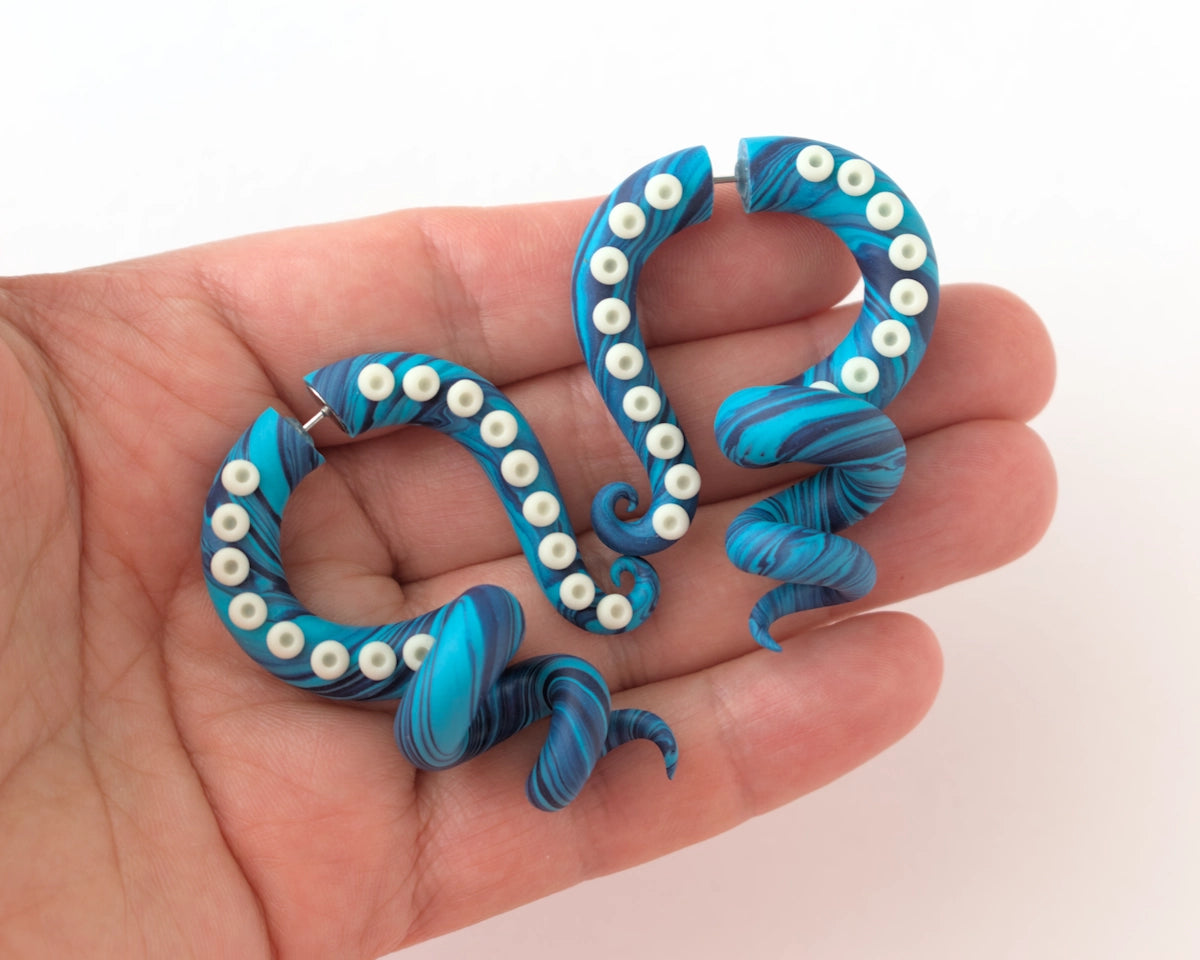 Tentacle Earrings with Glow in the Dark suction cups